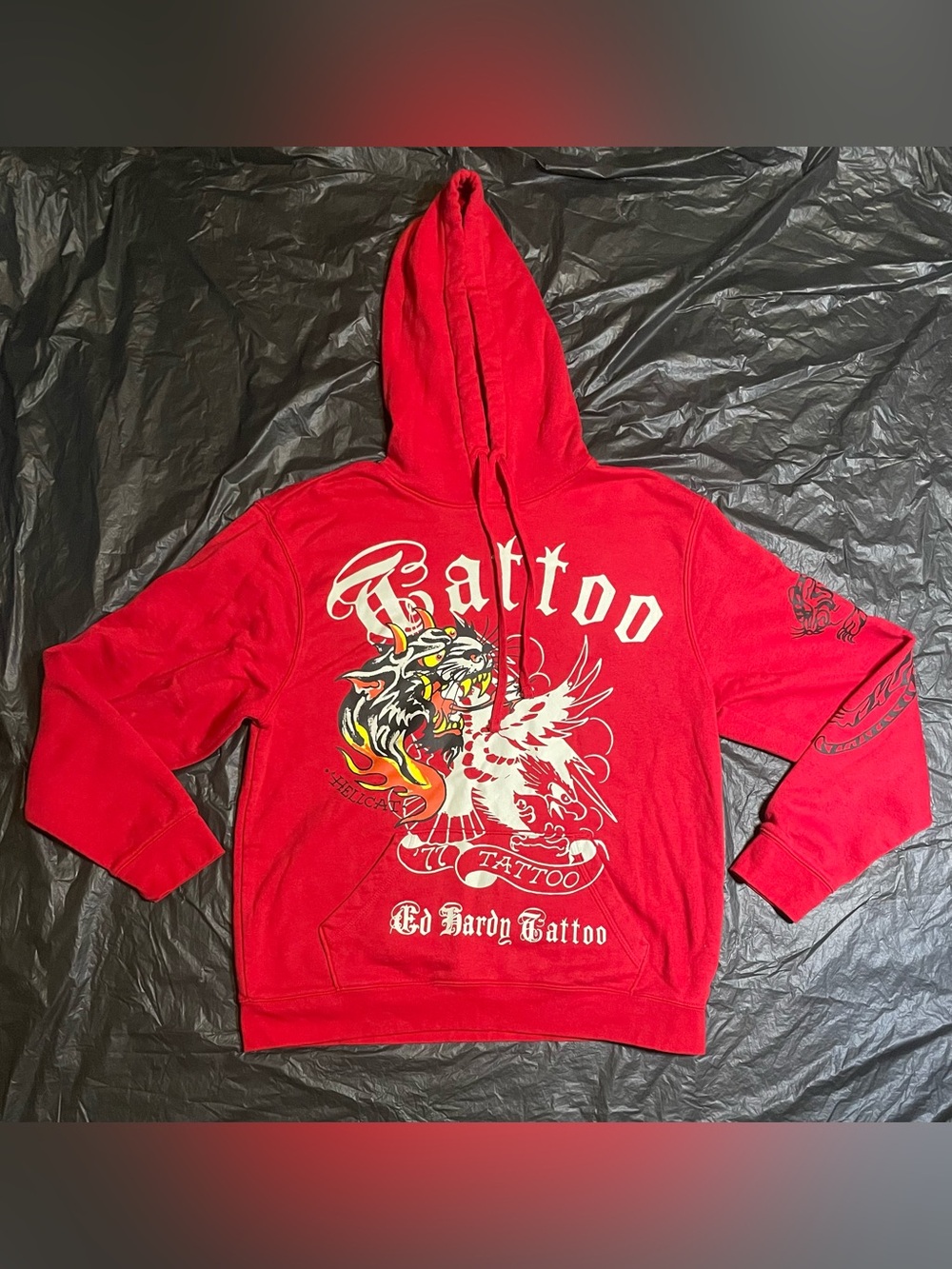 Ed Hardy Red Tattoo Graphic Pullover Hoodie
